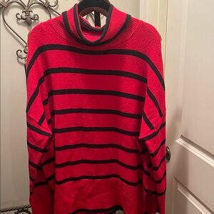 Wonderly Red and Black Striped Turtleneck Sweater-XXL - NWOT